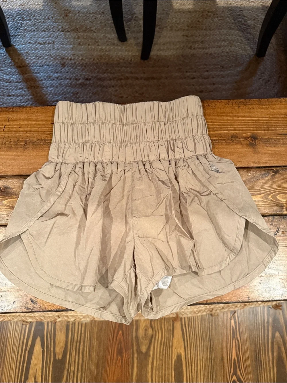 Free People High-Waist Smocked Khaki Women’s Shorts